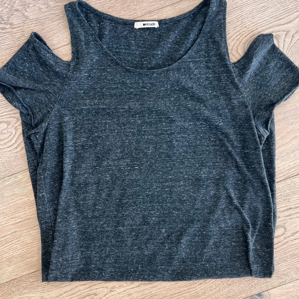 LA made Charcoal Cold Shoulder Tee